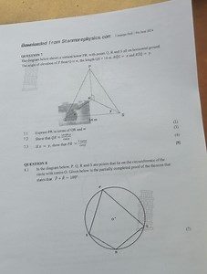 The diagram below shows a vertical tower P ^ { R } R, with poin... | Filo