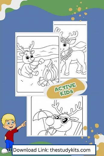 Christmas in July Reindeer Coloring Pages July Reindeer Coloring for Kids
