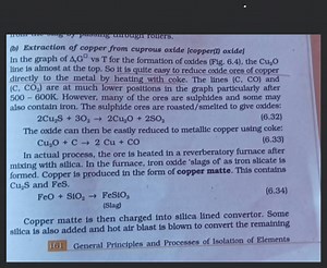 (b) Extraction of copper from cuprous oxide [copper(i) oxide]I... | Filo