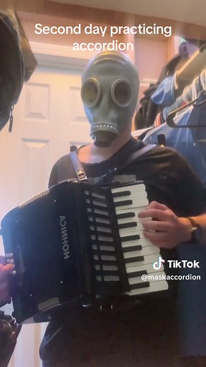 #accordion #gasmask #practice This is my second day practicing accordion, first day actually recording it. Just in case you where wondering i practiced before i filmed this.