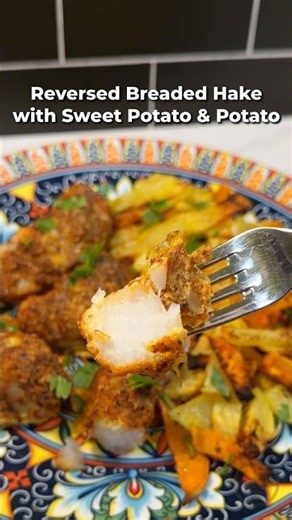 Reversed Breaded Hake with Sweet Potato & Potato
