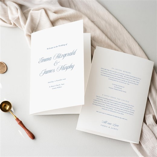 Wedding Program Template, Blue Folded Editable Canva Ceremony Booklet, Digital Download, Customisable Order of Service Template WEDK013 - Etsy UK