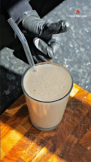 Banana Peanut Butter Protein Shake with Almond Milk 🍌🥜 #shorts #asmr