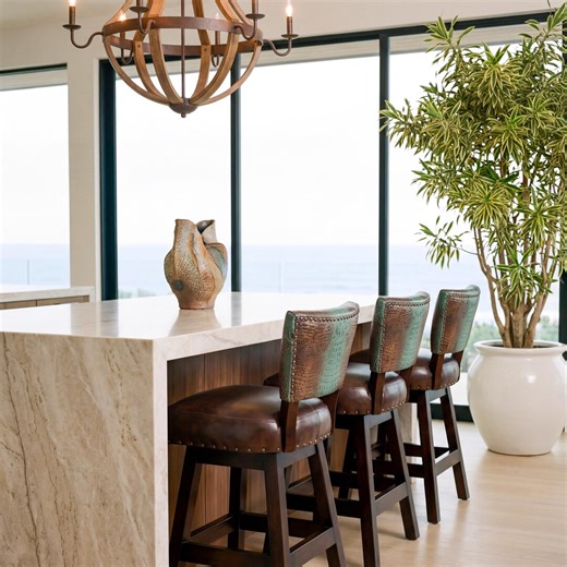 Turquoise Croc & Brown Embossed Leather Armless Barstool - Counter/bar Height - Etsy