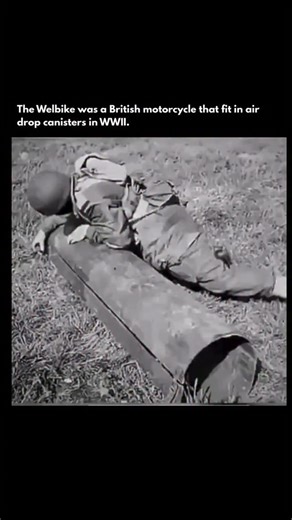 Engineering | Science | Technology on Instagram: "The Welbike was a compact British motorcycle built during World War II with one job in mind: get soldiers moving fast after landing behind enemy lines. It was small enough to fit inside an air-drop canister and was parachuted down with airborne troops. Once on the ground, soldiers pulled it out, unfolded it, and rode off — no tools, no setup time. It wasn’t built for comfort or speed, just quick mobility in chaos. Simple design, lightweight frame