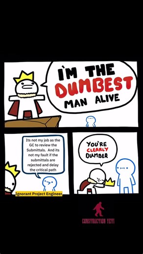 Construction Yeti on Instagram: "If I had a penny for every time someone commented this on my Instagram reels, the Treasury could stop minting them forever. 😏 Maybe it’s Project Management ignorance. Maybe it’s Project Management bandwidth. Either way, the “It’s not my job to review submittals” line is wild. Because when a submittal gets rejected and pushes the critical path… suddenly everyone remembers coordination is actually the GC’s job. Funny how that works. Fact is, most teams aren’t lazy