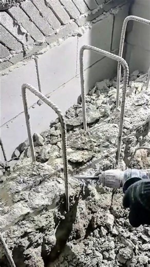 Drilling and Breaking Concrete Around Reinforcement Bars for Structural Repair Work #shorts