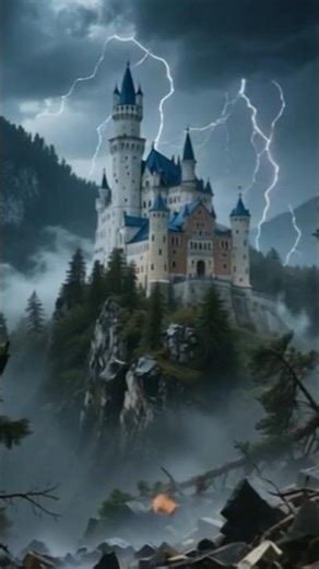 When Nature Strikes: Neuschwanstein Castle Faces the Fury of the Storm! 🌩️