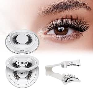 QUEWEL Magnetic Eyelashes 2 Pair Reusable Magnetic Eyelashes with Applicator No Glue Needed Eyelashes Natural Look Lash Clusters Kit Easy to Wear and Remove(-B+E01)