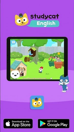 Learn about animals with the Studycat - Learn English app! 🐰🐦🐶