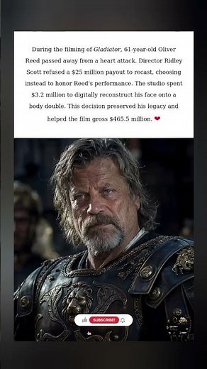 He Died Mid-Film – The Director Refused $25 Million to Replace Him 🎬💔#Gladiator #OliverReed #Ridley