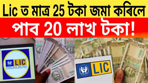 Lic ত মাত্ৰ 25 টকা জমা কৰিলে পাব 20 লাখ টকা! 📌 Lic ৰ বাম্পাৰ অফাৰ! | Assamese Online Help