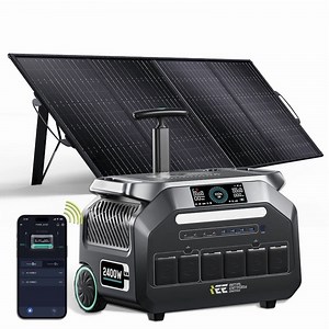 IEE P2400 2048Wh Solar Generator with 200W Panel, 2400W (4800W Surge) LiFePO4 Power Station, Fast Charging, APP Control, 16 Ports, UPS Battery Backup for Home, RV, Camping
