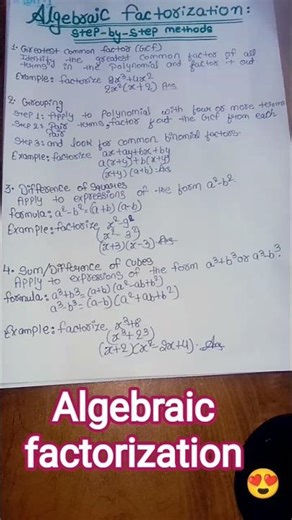 Algebraic factorization step by step method 😃😃#viral #mathematics #education