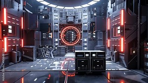 Explore a futuristic control room filled with advanced technology and glowing lights at the heart of a sci-fi universe