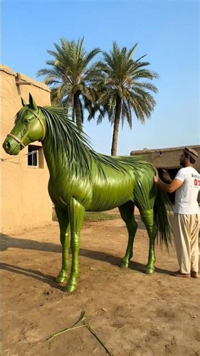 🌴 Horse 🐎 made from palm leaves! 😱 | 2.5 meter tall horse | SMARTSTAR03