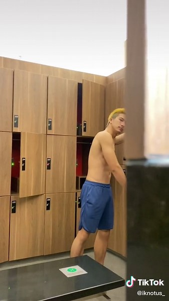 Locker Room Changing Scene with Neon Lights