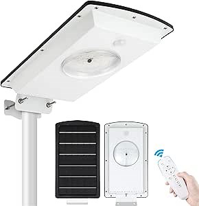 Solar Street Lights Outdoor Motion Sensor, Dimmable & Cool White(6000K) & Warm White(3000K) & Timer, Dusk to Dawn Aluminum Solar Flood Light with Remote for Driveway Path Garden Parking Lot