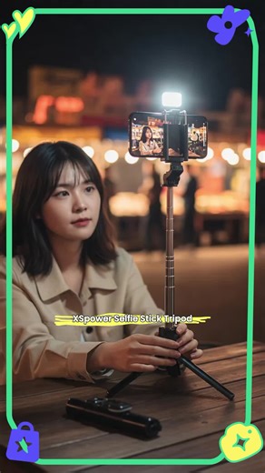 XSpower Selfie Stick Tripod With Fill Lights, Detachable Wireless Remote Control Phone Tripod, New Retractable Travel Tripod Accessories Portable, For Live Streaming & Video Recording Perfect For Photography, Makeup, Group Selfies #digitalcameras #compacttripod #tvgadgets #360trackingtripod #360tripod #trendinggadgets #tiktokshopholidayhaulspotlightfinds #3in1chargerstation #photographytools #ringlighttripod