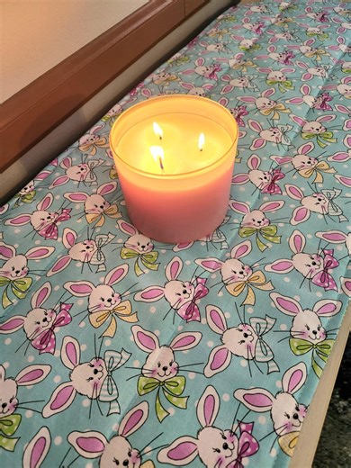 Easter Bunny and Spring Daisy Reversible Quilted Table Runner . Blue Table Topper - Etsy