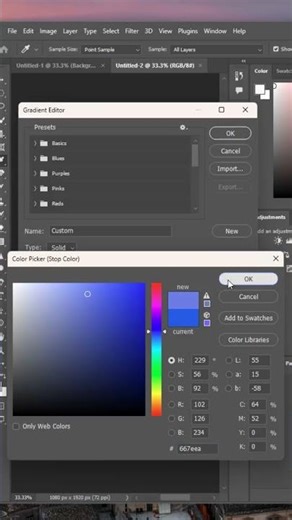 Photoshop gradient trick for perfect backgrounds #photoshoptips #beginners #design