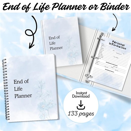 End of Life Planner Printable & Editable | Final Wishes Planner | Medical, Financial and Personal Information Organizer | Instant Download - Etsy