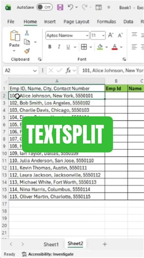 How to use TEXTSPLIT Formula in MS Excel #excel #shorts #reels