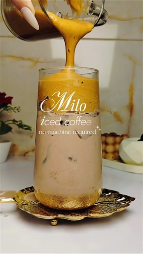 homemade milo cold coffee #milocoffee ##coldcoffee #whippedcoffee #icedlatte #nomachine