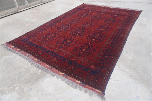 Vintage 1930s Rug 7x10 Turkmen Red Area Rug- Afghan Tekke Ersari Rug- Handmade Wool Rug- Low Pile Oriental Rug- Living Room Rug 6'5x9'8 Ft - Etsy
