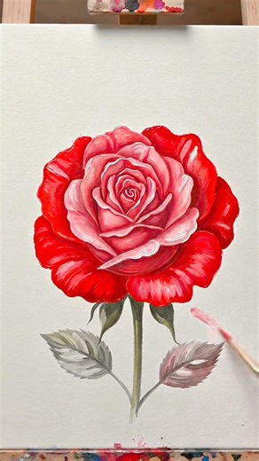 Easy Rose Painting Tutorial 🌹 | Step by Step Acrylic Painting for Beginners #shortsfeed #art