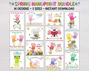 Spring Handprint Craft, Spring Handprint Art, Printable Activity Babies, Toddlers, Handprint Bundle, Daycare Activity, Spring Activity - Etsy