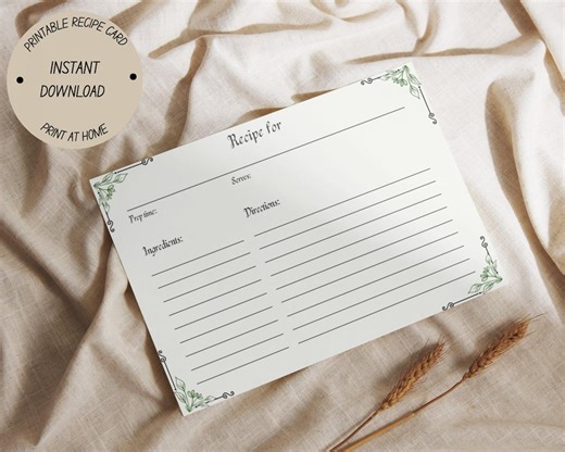 Printable Recipe Card Template • A5, A6 & 4x6 Recipe Sheet • Minimalist Kitchen PDF Download - Etsy