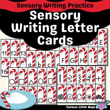 Candy Cane Sensory Writing Tray Cards | Christmas Letter, Number, Shape Tracing