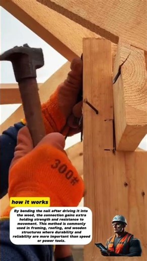 Strong Timber Joint Locking Using Hammer and Bent Nail Technique