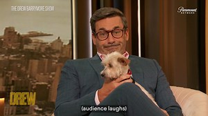 The charismatic replies from Jon Hamm while hugging pups is wholesome. #TheDrewBarrymoreShow #JonHamm | Paramount Network Asia