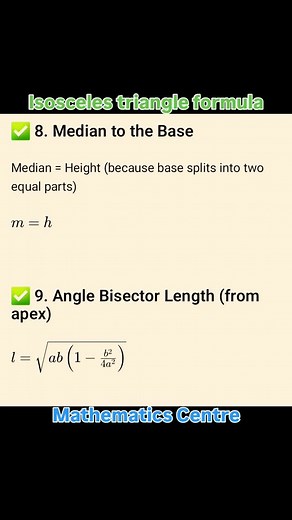 20 reactions | Isosceles triangle formula #ssccgl #viralreels #sscmath #virals #rrbntpc | Mathematics Centre | Facebook