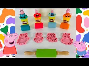 Kids Learn How to Count Numbers and Name Colors with the Peppa Pig Family and Playdoh