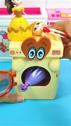 Satisfying with NomNom ASMR Unboxing Videos Funny Washing Machine Disney Princess Cleaning Set Toys