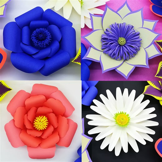 Wow!! Wonderful big paper flower making very easy tutorial at home - Wedding decoration ideas with color paper flower #flowers #weddings #decor | Origami Art & Crafts