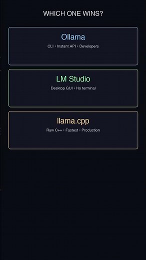 Ollama vs LM Studio vs llama.cpp — Which Wins? #Shorts