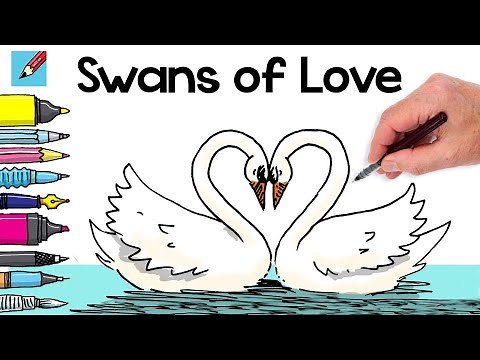 How to draw Swans of Love! Real Easy for Valentine's Day