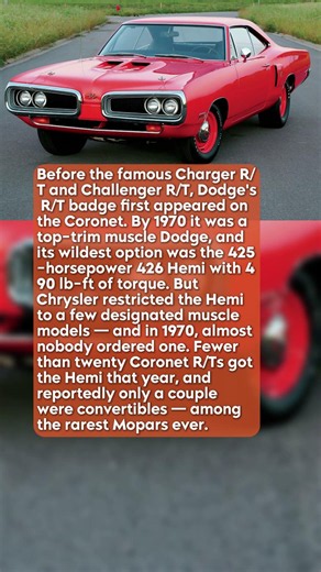 Coronet R/T — Dodge's First R/T, and Its Rarest Hemi #shorts #automobile #cars