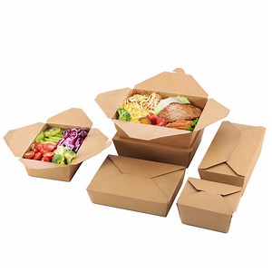[Hot Item] Custom Disposable Take Away Lunch Packing Boxes for Chinese Fast Food Grade Kraft Paper Packaging Box