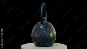3D animation of a kintsugi teapot. teapot that has been repaired using the Japanese art of kintsugi.