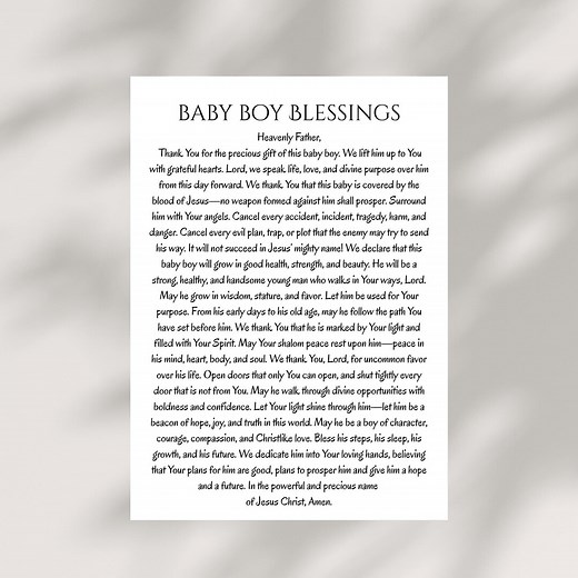 Christian Blessing for Baby Boy Prayer Card Printable Digital Download Gift for Child Newborn Dedication Baptism Baby Shower Birthday - Etsy