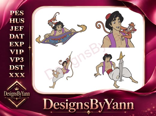 Disney Aladdin and Jasmine Magic Carpet Ride Abu Monkey Sword Fight Iconic Scenes - Filled Embroidery Design - Instant Download - Etsy