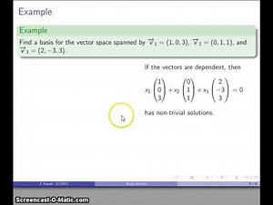 Basis of a Vector Space, Part One