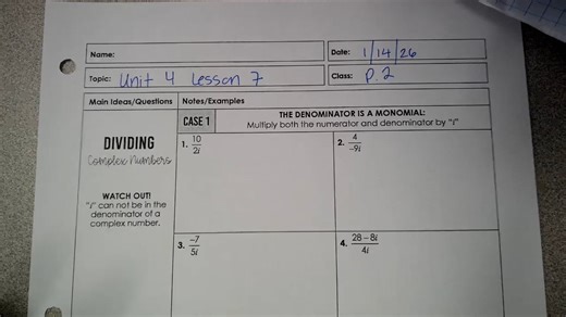 Unit 4 Lesson 7 Algebra 2