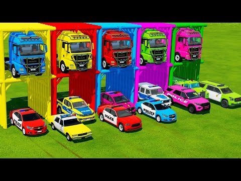 TRANSPORTING ALL POLICE CARS and AMBULANCE EMERGENCY VEHICLES WITH MERCEDES POLICE TRUCKS ! FS22