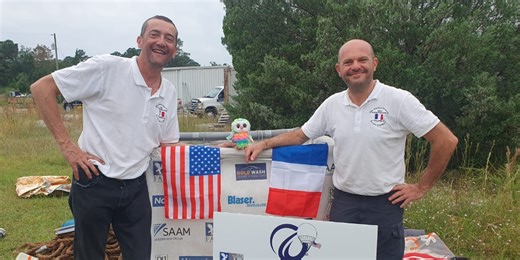 French team unofficially wins Gordon Bennett gas balloon race after forced landing near Camp Lejeune.